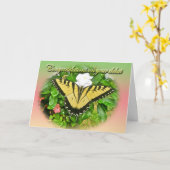 お祝いのデビューのアゲハチョウの蝶項目 カード (黄色い花)