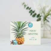 お祝いのパイナップル熱帯クリスマスの郵便はがき シーズンポストカード (スタンド正面)