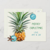 お祝いのパイナップル熱帯クリスマスの郵便はがき シーズンポストカード (正面/裏面)