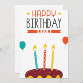 お祝いのパーソナライズ:誕生日 招待状 (正面/裏面)