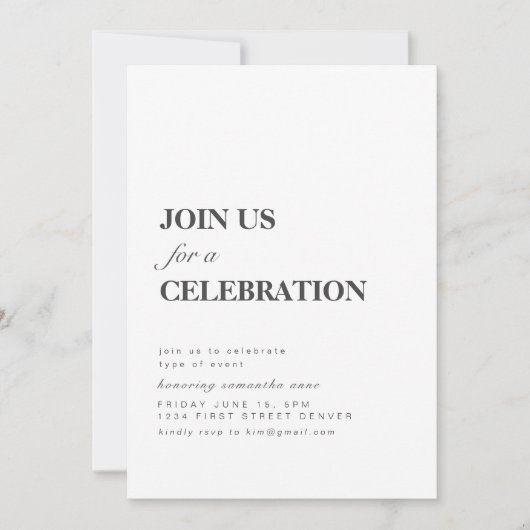 お祝いのパーティーへのご招待 招待状 (正面)