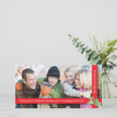 お祝いのヒイラギのリボン: 赤い シーズンカード (スタンド正面)