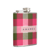 お祝いのピンクとグリーンのチェック柄 フラスク (右)