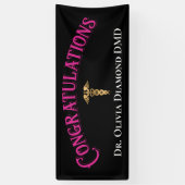 お祝いのピンク金ゴールド歯科医モダン員 横断幕 (縦)