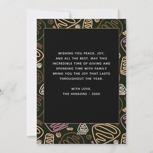 お祝いのピンク ワンラインアート クリスマス ファミリーフォト (裏面)