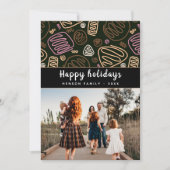 お祝いのピンク ワンラインアート クリスマス ファミリーフォト (正面)