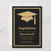 お祝いのフェイクな金ゴールド/黒い卒業生の招待状 招待状 (正面)