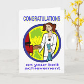 お祝いのベルト達成カード カード (黄色い花)