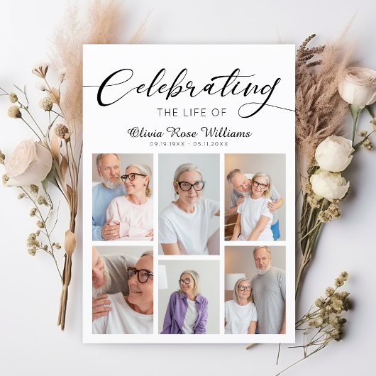 お祝いのモダン写真葬儀記念 プログラム