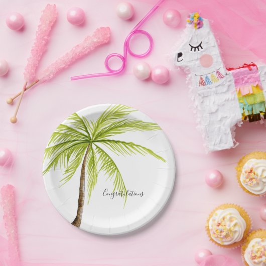 お祝いのヤシの木のカスタムな島のビーチ ペーパープレート (パーティー)
