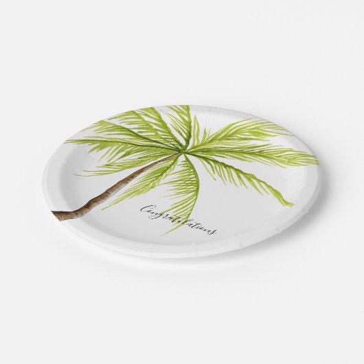 お祝いのヤシの木のカスタムな島のビーチ ペーパープレート
