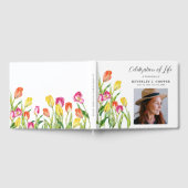 お祝いのライフウォーターカラーチューリップ花模様 ゲストブック (全面)