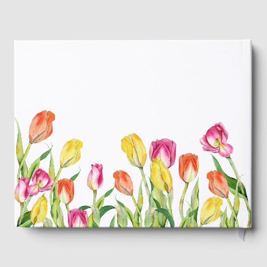 お祝いのライフウォーターカラーチューリップ花模様 ゲストブック (裏面)