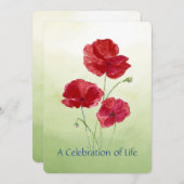 お祝いのライフサービスガーデンポピー花 招待状 (正面/裏面)