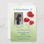 お祝いのライフサービスガーデンポピー花 招待状 (裏面)