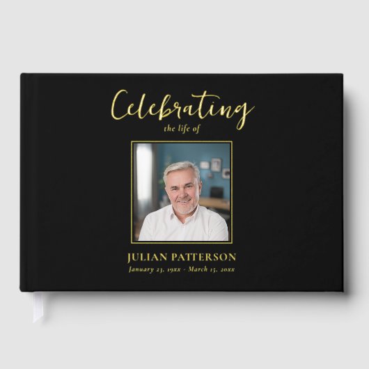 お祝いのライフシンプルフォト金箔葬儀 ゲストブック (正面)