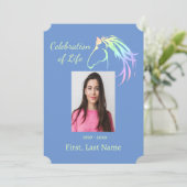 お祝いのライフソフトカラーズパステルホースロゴ 招待状 (スタンド正面)