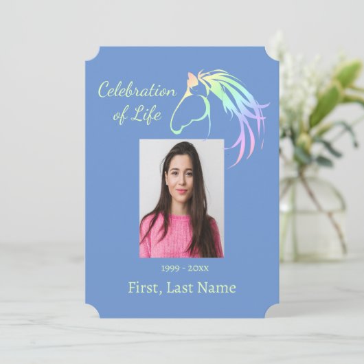 お祝いのライフソフトカラーズパステルホースロゴ 招待状 (スタンド正面)