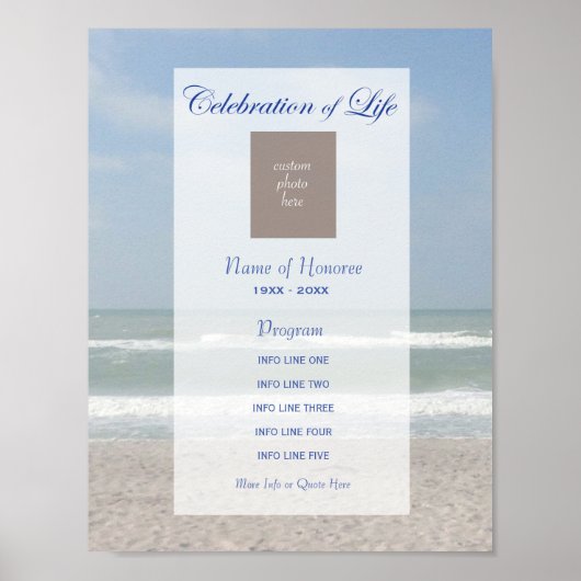 お祝いのライフプログラムビーチと写真 ポスター (正面)