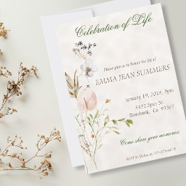 お祝いのライフワイルドフラワー水色 招待状