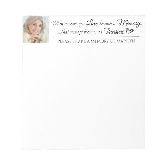 お祝いのライフ共有Aメモリ引用文写真 ノートパッド (正面)