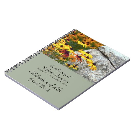 お祝いのライフ客本名黄色い花 ノートブック (左側)