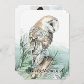 お祝いのライフ招待状ウォーターカラーバーンフクロウ 招待状 (正面/裏面)