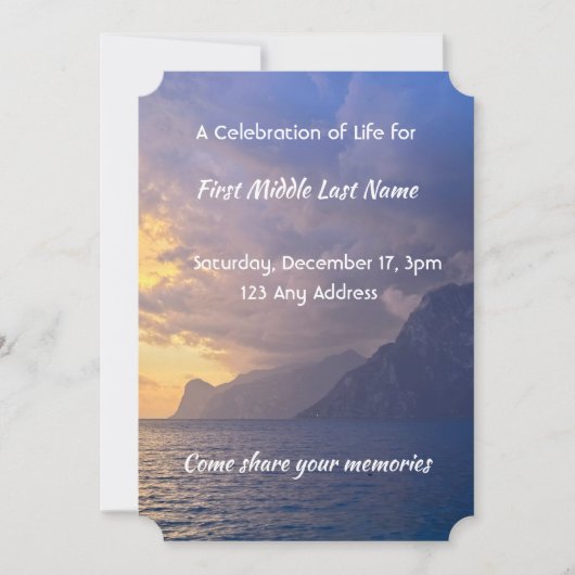 お祝いのライフ招待状シースカイクラウドアイランド 招待状 (正面)