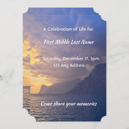 お祝いのライフ招待状シースカイクラウドアイランド 招待状 (正面/裏面)