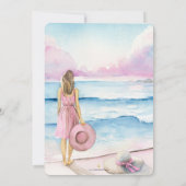 お祝いのライフ招待状水の色ビーチ セーブザデート (裏面)