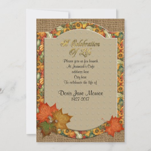 お祝いのライフ招待状秋テーマ 招待状 (正面)