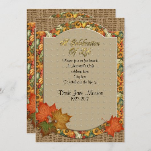 お祝いのライフ招待状秋テーマ 招待状 (正面/裏面)