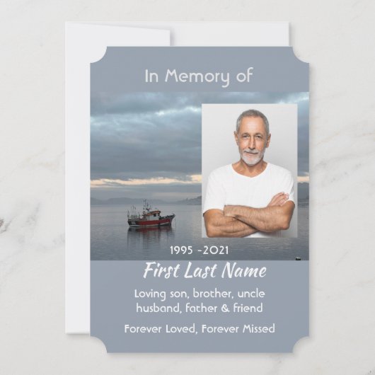 お祝いのライフ招待状魚釣りボートフィッシャーマン 招待状 (裏面)