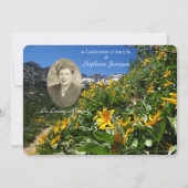 お祝いのライフ招待状、花と写真 招待状 (正面)