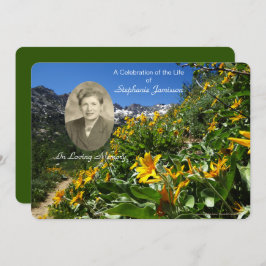 お祝いのライフ招待状、花と写真 招待状