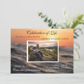 お祝いのライフ海湖サンセット写真 招待状 (スタンド正面)