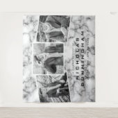 お祝いのライフ白黒大理石3枚 タペストリー (正面)