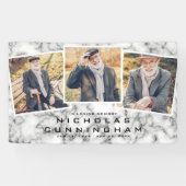 お祝いのライフ白黒大理石3枚 横断幕 (横)