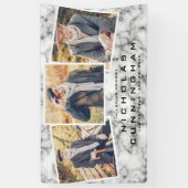 お祝いのライフ白黒大理石3枚 横断幕 (縦)