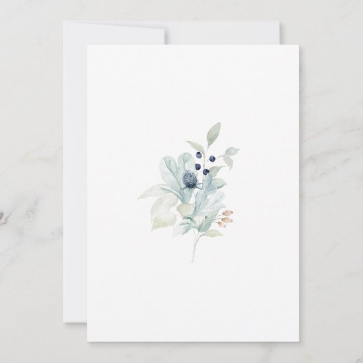 お祝いのライフ葬儀ほこりっぽいブルーフローラ 招待状 (裏面)