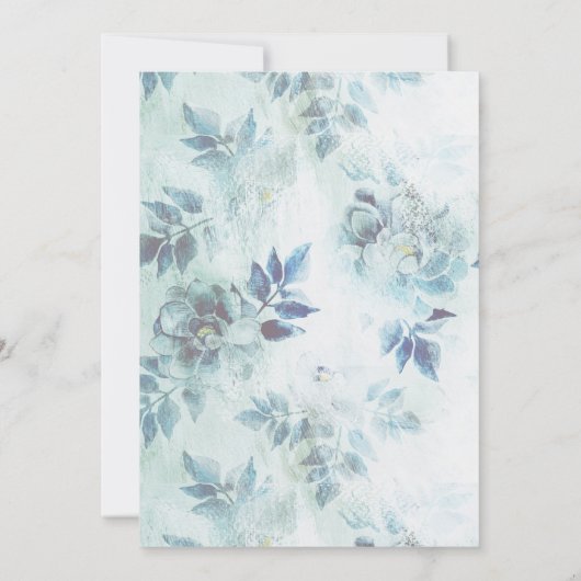 お祝いのライフ葬儀ほこりっぽいブルーフローラ 招待状 (裏面)