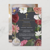 お祝いのライフ金ゴールドクロスバラフローラ写真 案内ポストカード (正面/裏面)