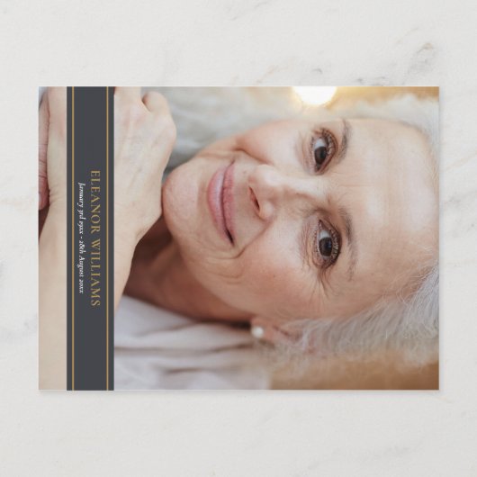 お祝いのライフ金ゴールドクロスバラフローラ写真 案内ポストカード (裏面)