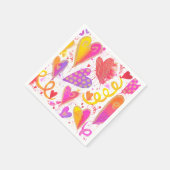 お祝いのラブウォーターカラーハート スタンダードカクテルナプキン (角)