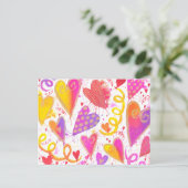 お祝いのラブウォーターカラーハート ポストカード (スタンド正面)