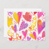 お祝いのラブウォーターカラーハート ポストカード (正面/裏面)