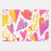 お祝いのラブウォーターカラーハート ラッピングペーパーシート (正面3)