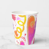 お祝いのラブウォーターカラーハート 紙コップ (裏面)