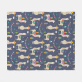 お祝いのラマパターン フリースブランケット (正面(横))