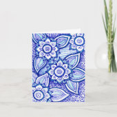 お祝いのロイヤルブルーのダマスク織のインディアンの曼荼羅 カード (正面)
